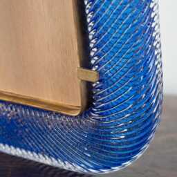 Twisted Glass Photo Frame Blue Gold Murano Brass Details, Handmade in Venice, Italy - thumbnail 4