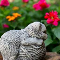 Concrete Kitten Statue On Yarn Ball Handmade Cat Figurine Stone Pet Sculpture Cement Garden Ornament Outdoor Yard Decor Cat Lover Gift - thumbnail 4