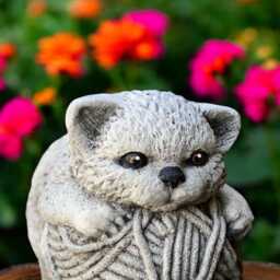 Concrete Kitten Statue On Yarn Ball Handmade Cat Figurine Stone Pet Sculpture Cement Garden Ornament Outdoor Yard Decor Cat Lover Gift - thumbnail 3