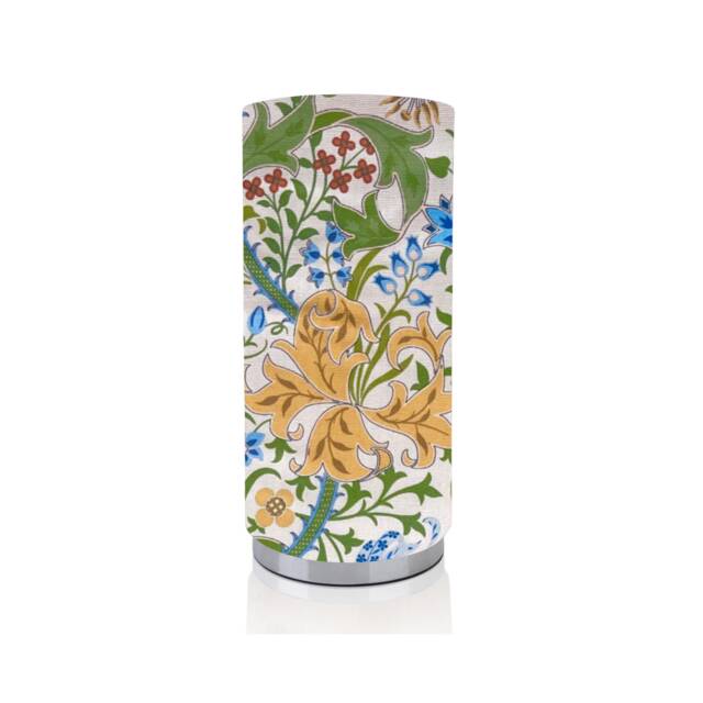 Handmade Floral Fabric Lamp, Canton Yellow Lily Design, Chrome Base, UK Made - image 1