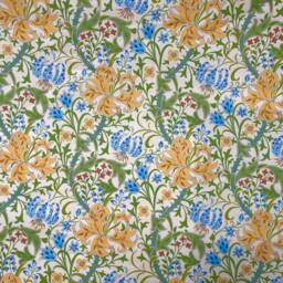 Handmade Floral Fabric Lamp, Canton Yellow Lily Design, Chrome Base, UK Made - thumbnail 2