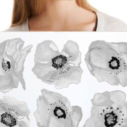 Cloudy Grey Poppy Wall Decals, Hand-Painted Decals For Walls, Tiles & Furniture, Floral Tattoo Furniture Decal By Easysweethome - thumbnail 3