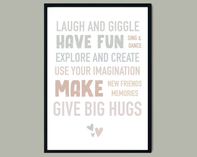 Kids Playroom Rules , Laugh Giggle Be Kind Quote Print, Decor, Wall Art, Children's Bedroom Or Nursery Print - image 1