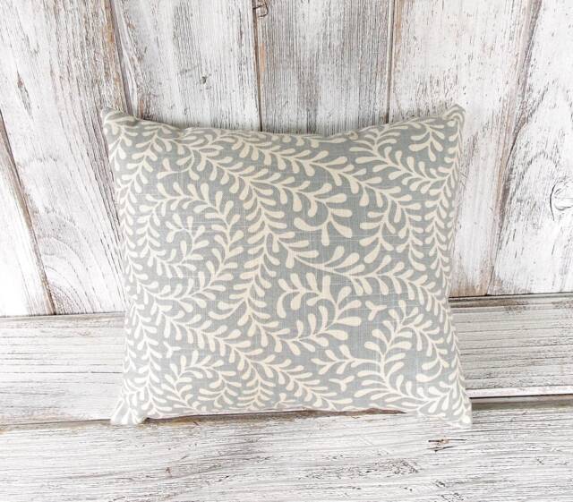 Pillow Cushion Stuffed Throw Blue & Cream Flowers Solid Backing Home Decor - image 1