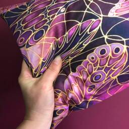 Burgundy Plum Butterflies Accent Pillow - Pretty Pink Butterfly Throw Settee Sofa Cushion in Deep - thumbnail 2