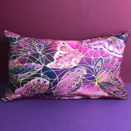 Burgundy Plum Butterflies Accent Pillow - Pretty Pink Butterfly Throw Settee Sofa Cushion in Deep