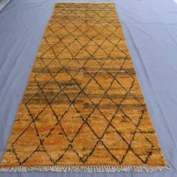 10 Ft Runner Rug, Moroccan Design Afghan Handmade Wool Beige Yellow Natural Veg Dyes Rug, Authentic Fluffy Hallway - thumbnail 2