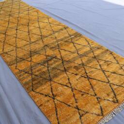 10 Ft Runner Rug, Moroccan Design Afghan Handmade Wool Beige Yellow Natural Veg Dyes Rug, Authentic Fluffy Hallway - thumbnail 3