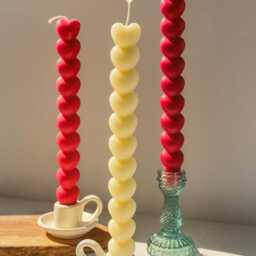 Sculptural Heart Taper Candle - Valentine's Day Decor, Table Centerpiece - thumbnail 3