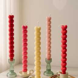 Sculptural Heart Taper Candle - Valentine's Day Decor, Table Centerpiece - thumbnail 2