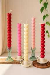 Sculptural Heart Taper Candle - Valentine's Day Decor, Table Centerpiece - thumbnail 1