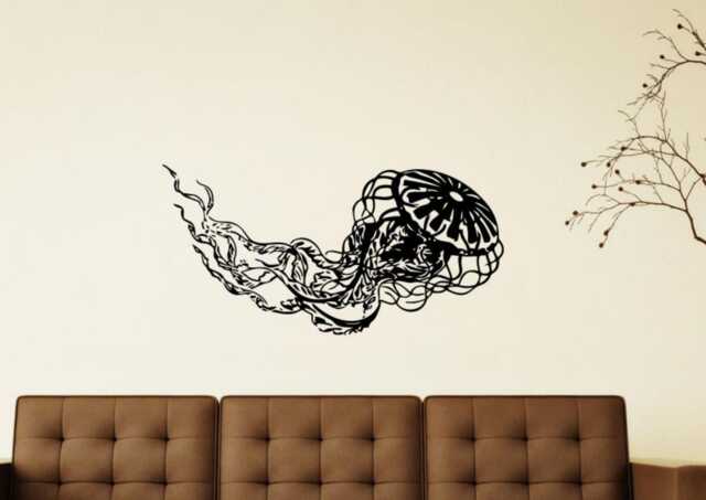 Jellyfish Wall Decal Vinyl Sticker Deep Sea Ocean Fish Tentacles Art Design Interior Bedroom Bathroom - 12Jel - image 1