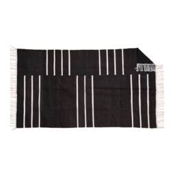 Handmade Cotton Dhurrie Rug India Ink Black, Reversible Area Rug - thumbnail 2