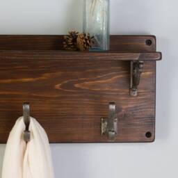 Reclaimed Wood Victorian Coat Hook Shelf - thumbnail 3