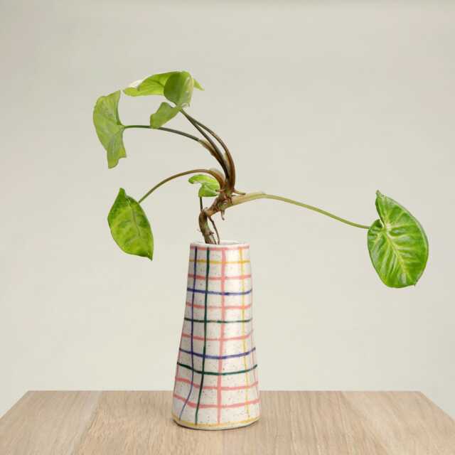 Multicoloured Check Ceramic Mini Vase, Home Decor, Housewarming Gift, Wedding Birthday Mother's Day Gift - image 1
