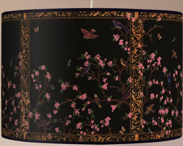 Lampshade Floor Lamp, Retro Vintage Artisanal Flowers - image 1