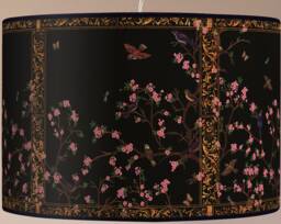 Vintage Floral Lampshade, Retro Black & Gold Floor Lamp