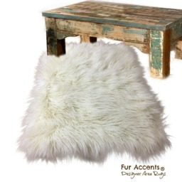 White Faux Sheepskin Rug - Plush Shag, Irregular Edge - thumbnail 1