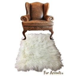 White Faux Sheepskin Rug - Plush Shag, Irregular Edge - thumbnail 2