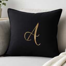 Initial Cushion Cover Personalised Cotton Pillow With Metallic Vinyl Monogram Decor - thumbnail 1