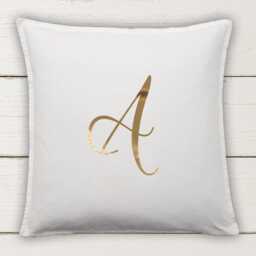 Initial Cushion Cover Personalised Cotton Pillow With Metallic Vinyl Monogram Decor - thumbnail 2