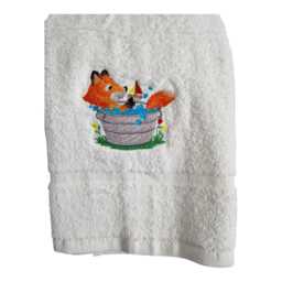 Embroidered Woodland Animal Fox Hand Towel