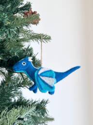 Felt Dragon Christmas Ornament, Needle-Felted Flying Pterosaur Biodegradable Decoration, Tree Hanging Avatar