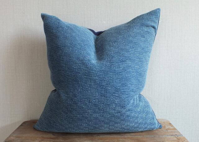 Hmong Pillow Blue Decorative Throw Cushion Indigo Batik Accent Block Print Ethnic Tribal Living Room Sofa Home Decor Couch Floor - image 1