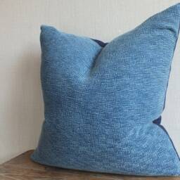 Hmong Pillow Blue Decorative Throw Cushion Indigo Batik Accent Block Print Ethnic Tribal Living Room Sofa Home Decor Couch Floor - thumbnail 3