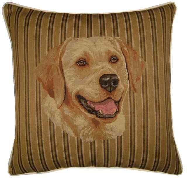 Labrador Head Stripe Tapestry Cushion Cover - image 1