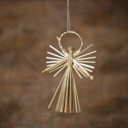 Handmade Natural Straw Christmas Ornaments - Set Of 12, Traditional Folk Art - thumbnail 3
