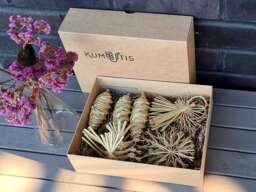 Handmade Natural Straw Christmas Ornaments - Set Of 12, Traditional Folk Art