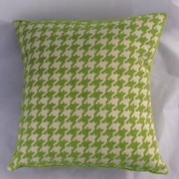 Green Pillow Cover, Houndstooth , Off White Throw Pillow, Chartreuse Green Cover, Green Cover, Raised Velvet - thumbnail 2