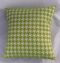 Green Pillow Cover, Houndstooth , Off White Throw Pillow, Chartreuse Green Cover, Green Cover, Raised Velvet - thumbnail 1