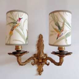 Augustine Hummingbirds - Handmade, Candle Clip Half Shield Lampshade For Wall Lights - thumbnail 2