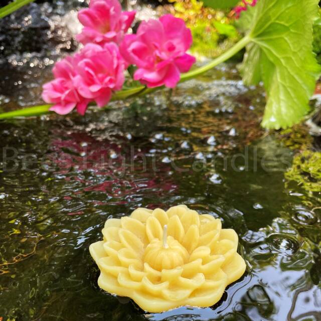 Exquisite Flower Floating Beeswax Candle/Made With 100% Natural Handmade in Usa Wedding Event Party Love Floats Water - image 1