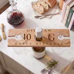 Personalised Engraved Wooden Wine Glass & Bottle Holde Any Age Birthday 21st 30Th 40Th 50Th - thumbnail 3