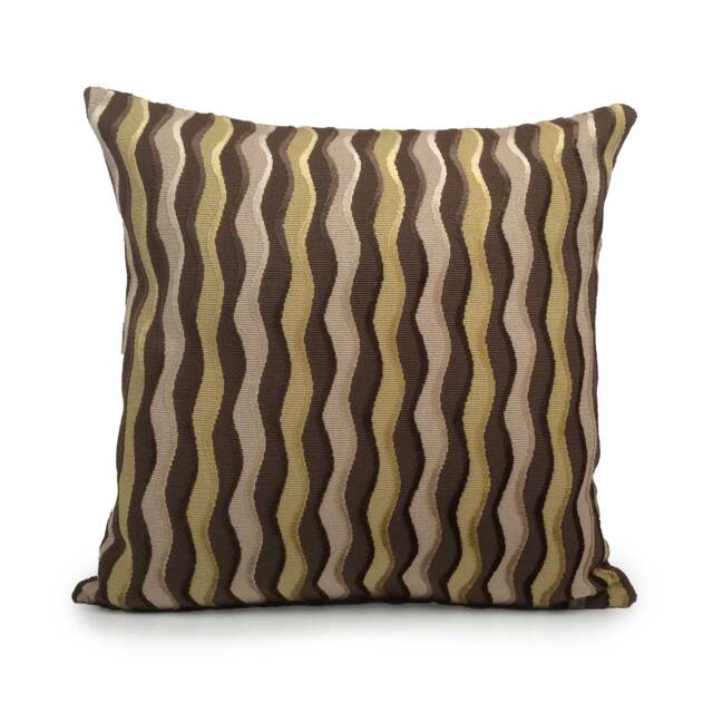 Chocolate Brown, Olive Green & Light Tan Pillow, Throw Pillow Cover, Decorative Pillow, Cushion Velvet Blend Wave Stripes Pillow - image 1