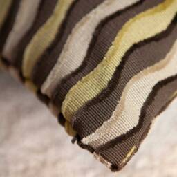 Chocolate Brown, Olive Green & Light Tan Pillow, Throw Pillow Cover, Decorative Pillow, Cushion Velvet Blend Wave Stripes Pillow - thumbnail 3