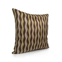 Chocolate Brown, Olive Green & Light Tan Pillow, Throw Pillow Cover, Decorative Pillow, Cushion Velvet Blend Wave Stripes Pillow - thumbnail 2
