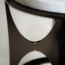 Handmade Dark Bronze Side Table Ceramic Top, Brass Inlay - thumbnail 3