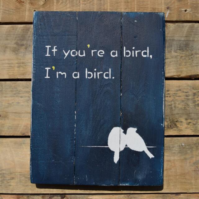 "Reclaimed Wood Wall Art - ""If You're A Bird I'm Bird"
