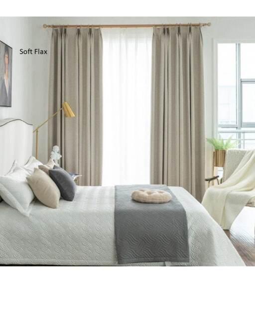 Pair Of 100% Blackout Curtains in Linen Flax Texture, Thermal Insulated Custom Curtains, Energy Efficient, Uv Block Blackout Draperies - image 1