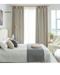 Pair Of 100% Blackout Curtains in Linen Flax Texture, Thermal Insulated Custom Curtains, Energy Efficient, Uv Block Blackout Draperies - thumbnail 1