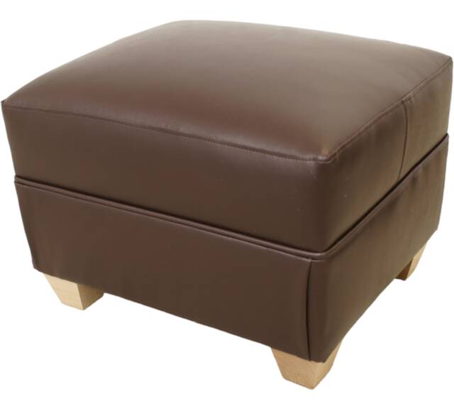 Oxford Faux Leather Footstool Wipeable Pouffe Footrest, Wood Legs, UK Made - image 1