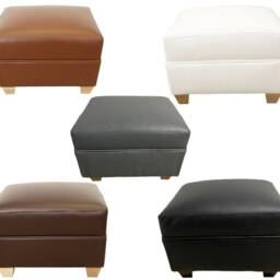 Oxford Faux Leather Footstool Wipeable Pouffe Footrest, Wood Legs, UK Made - thumbnail 2
