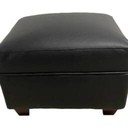 Oxford Faux Leather Footstool Wipeable Pouffe Footrest, Wood Legs, UK Made - thumbnail 3