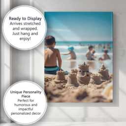 Summer Beach Sandcastle Family Holiday Coastal Photography Canvas Wall Art Print Decor Picture Ready To Hang - thumbnail 3