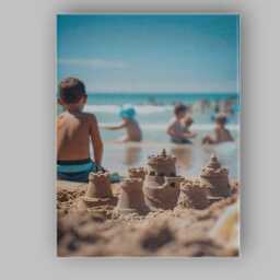 Summer Beach Sandcastle Family Holiday Coastal Photography Canvas Wall Art Print Decor Picture Ready To Hang - thumbnail 1