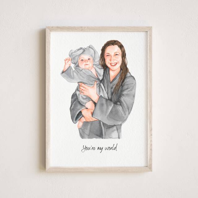 Custom Family Watercolor Portrait, Personalized Mother's Day Gift - image 1